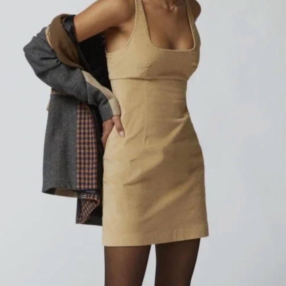 NWOT Urban outfitters tan nude corduroy mini dress